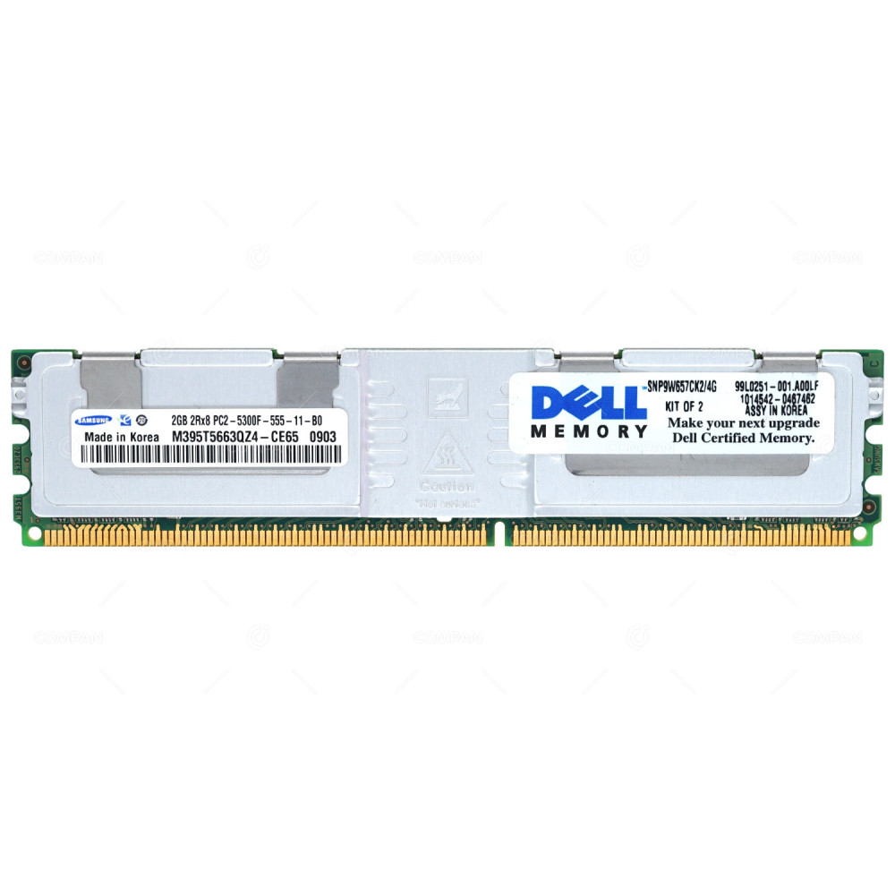 SNP9W657CK2-4G  DELL MEMORY 2GB 2RX8 PC2 5300F DDR2